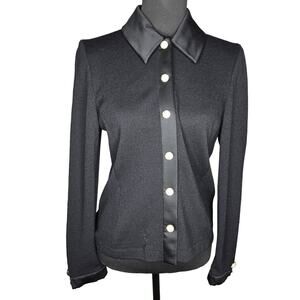 St. John Evening by Marie Gray Black Knit Wool Cardigan Size: 8